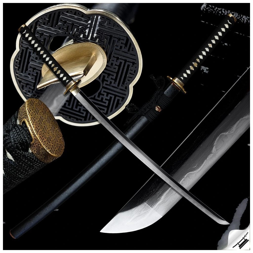 foto Japan Swords katana MANJI GOLD z p�ekl�dan� oceli AISI 1075 s re�ln�m hamonem Choji